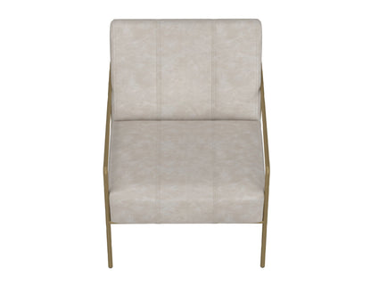 Wooden Frame & Metal Base, Armchair - Ivory