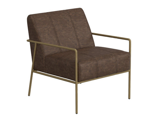 Wooden Frame & Metal Base, Armchair - Chocolate Brown