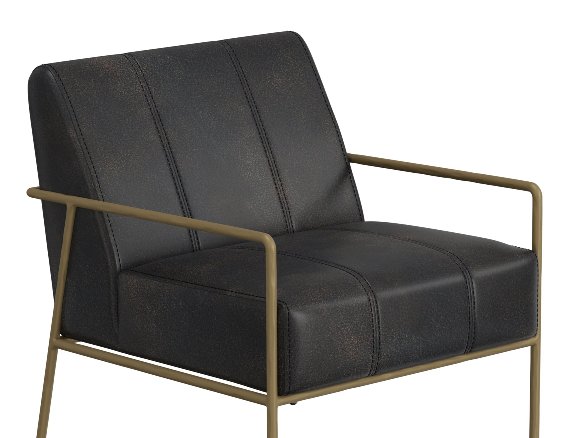 Wooden Frame & Metal Base, Armchair - Licorice Black