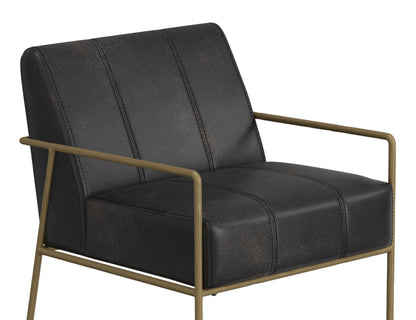 Wooden Frame & Metal Base, Armchair - Licorice Black