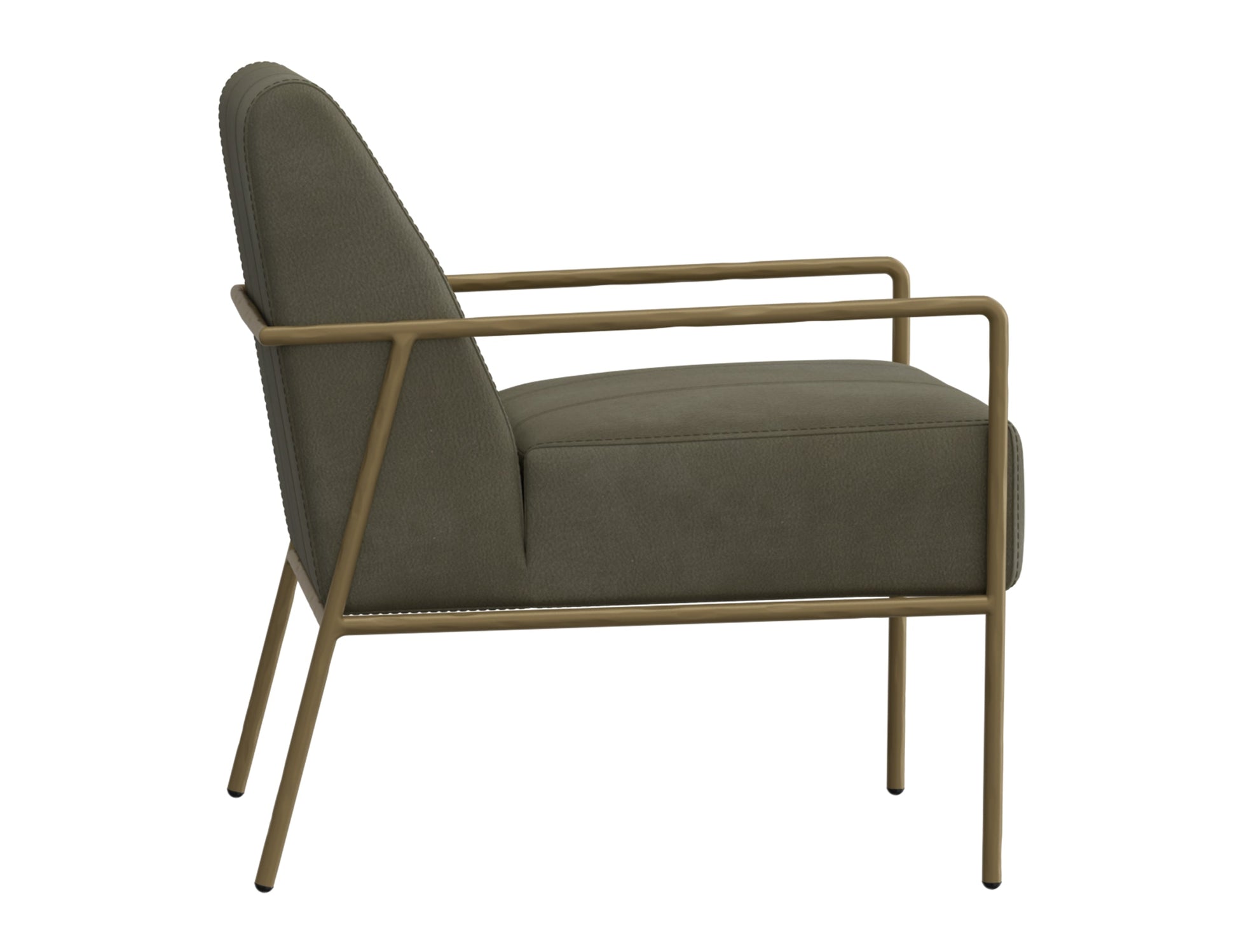 Wooden Frame & Metal Base, Armchair - Moss Green