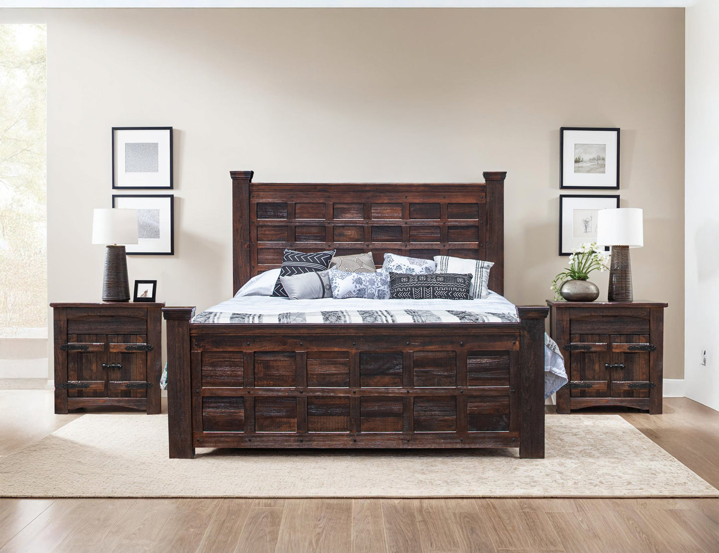 1 Drawer 2 Door Nightstand - Deep Brown