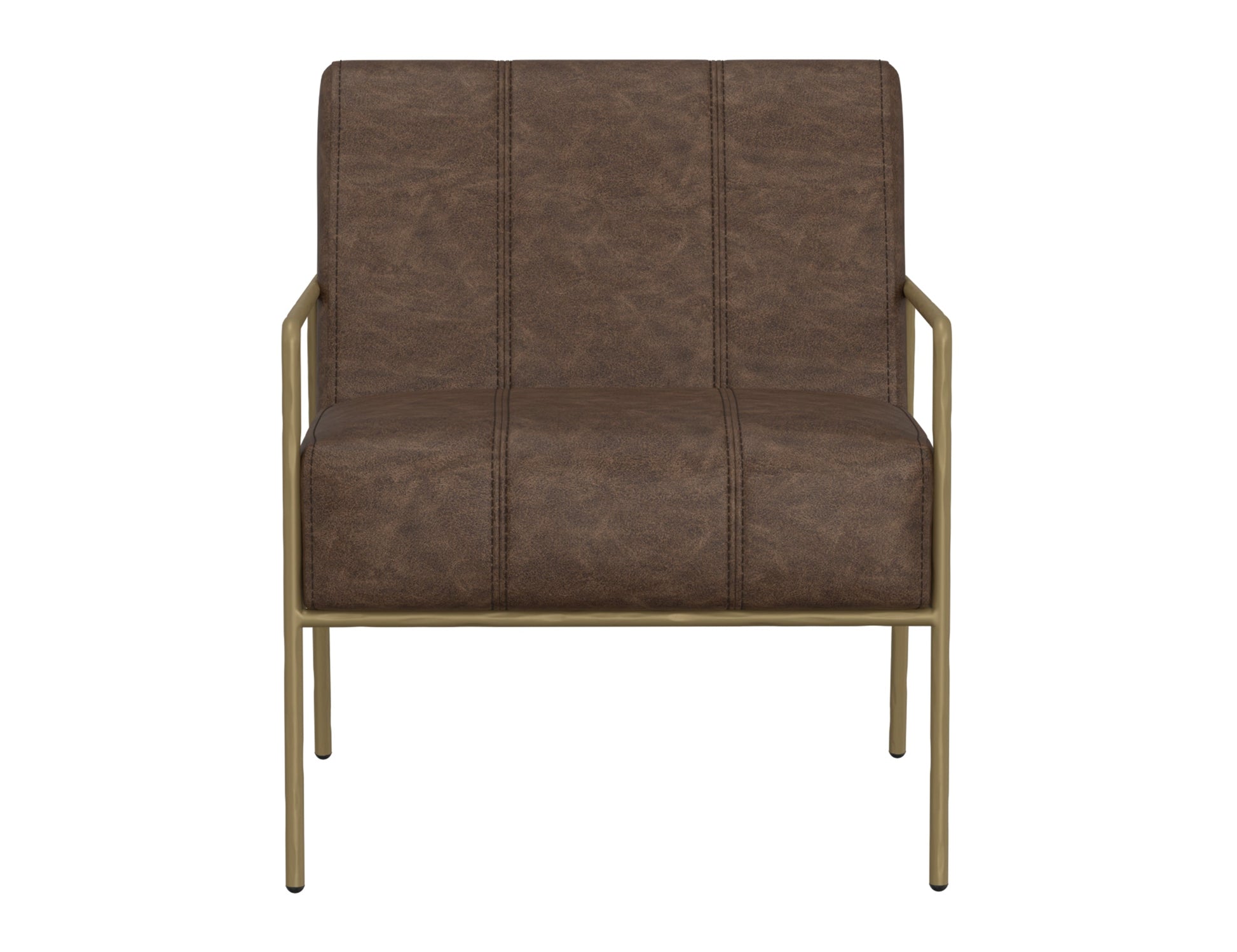 Wooden Frame & Metal Base, Armchair - Chocolate Brown