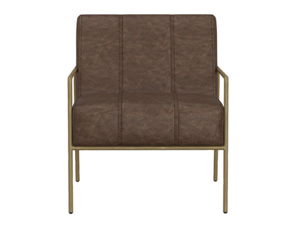 Wooden Frame & Metal Base, Armchair - Chocolate Brown