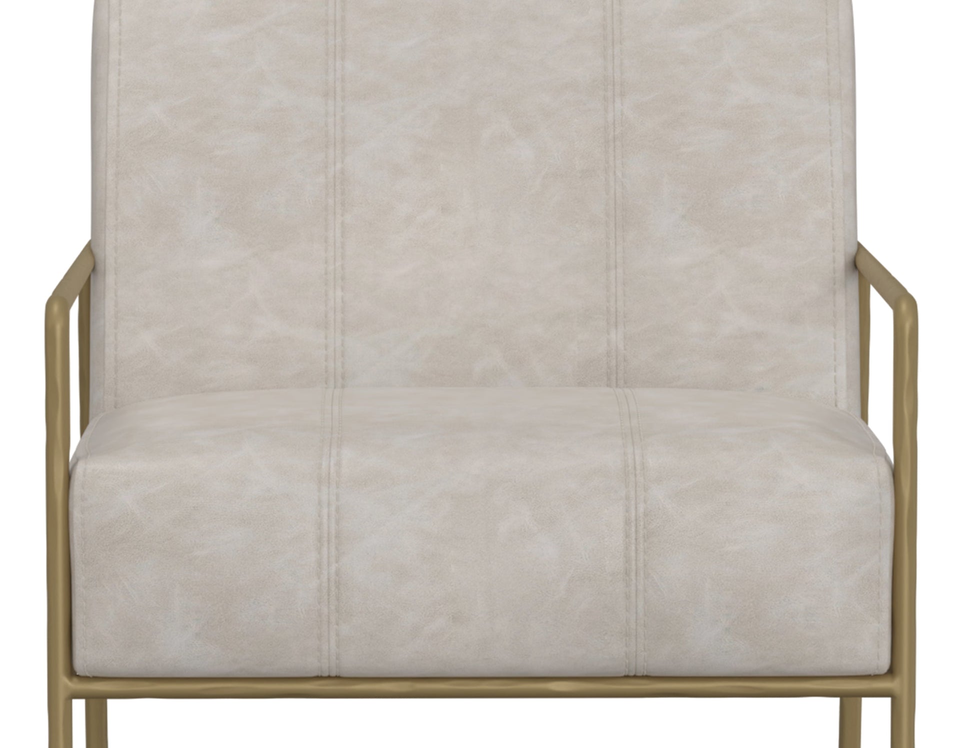 Wooden Frame & Metal Base, Armchair - Ivory
