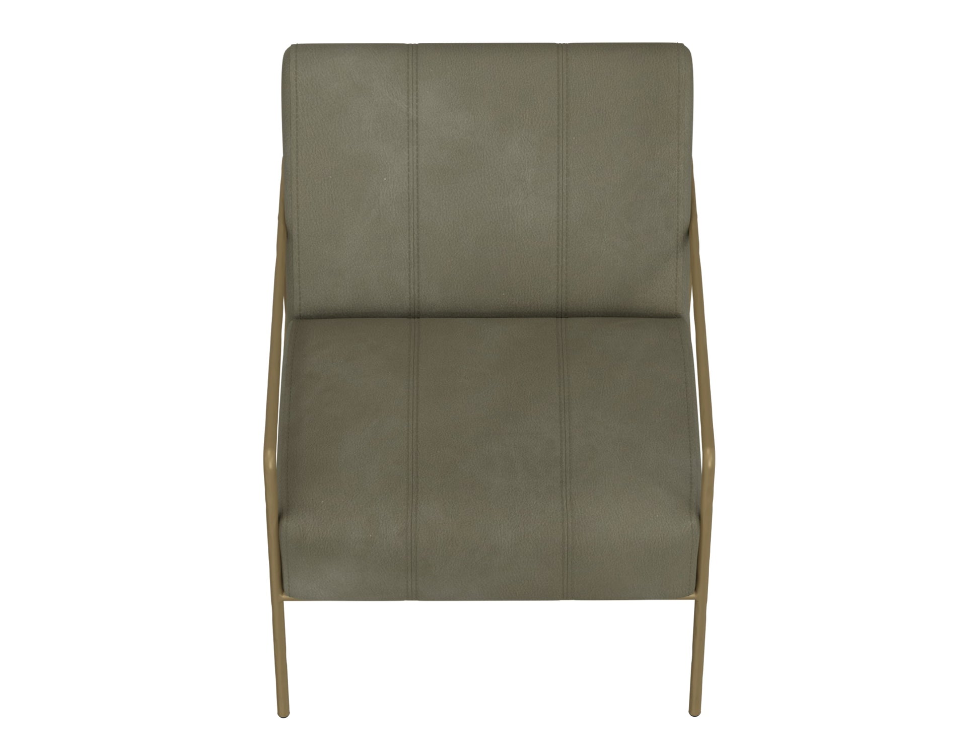 Wooden Frame & Metal Base, Armchair - Moss Green
