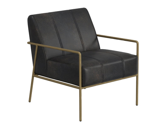 Wooden Frame & Metal Base, Armchair - Licorice Black