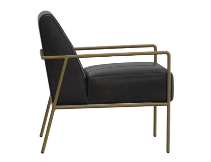 Wooden Frame & Metal Base, Armchair - Licorice Black