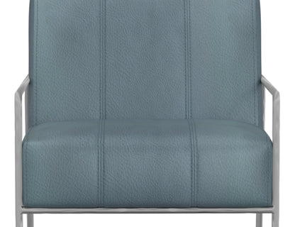 Wooden Frame & Metal Base, Armchair - Indigo Blue