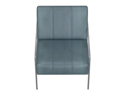 Wooden Frame & Metal Base, Armchair - Indigo Blue