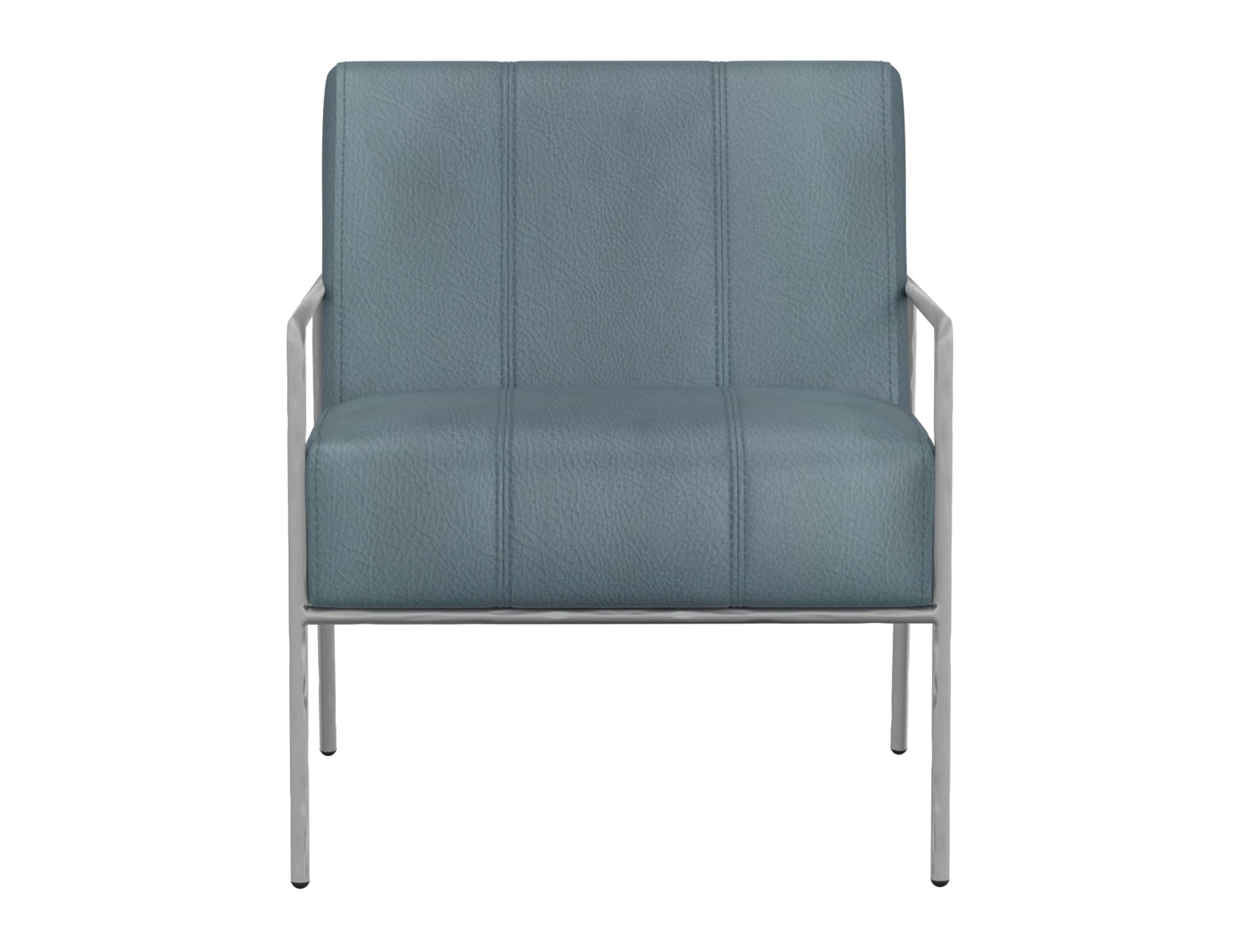 Wooden Frame & Metal Base, Armchair - Indigo Blue