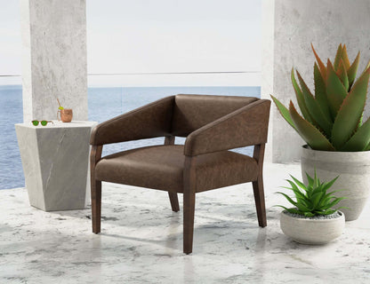 Wooden Frame, Armchair - Chocolate Brown