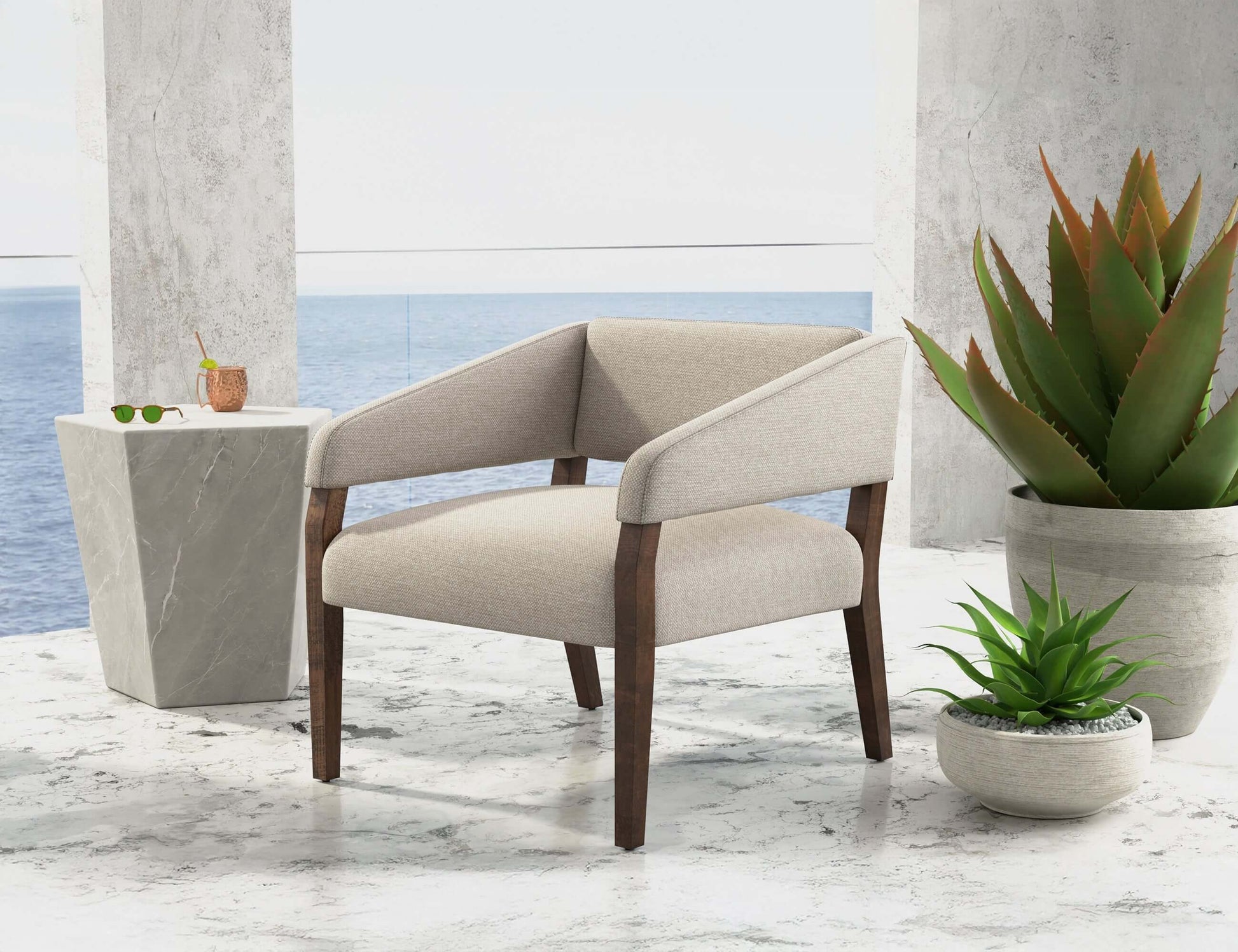 Wooden Frame, Armchair - Agreeable gray