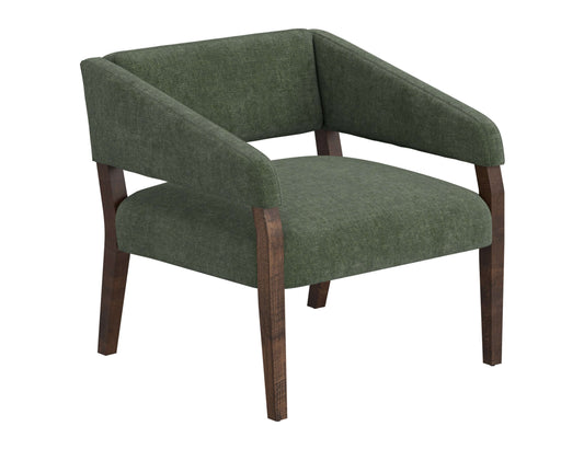 Wooden Frame, Armchair - Olive green