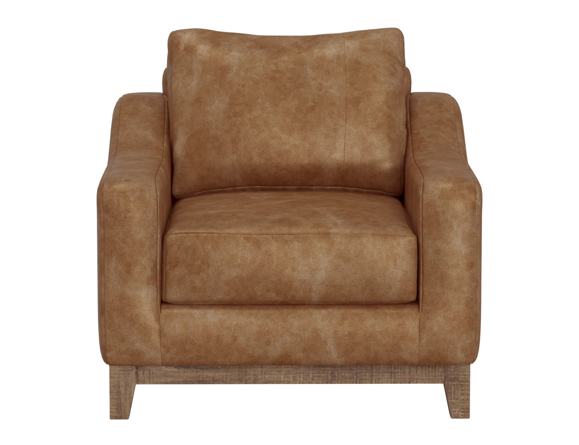 Wooden Frame & Base, Armchair - Caramel Color