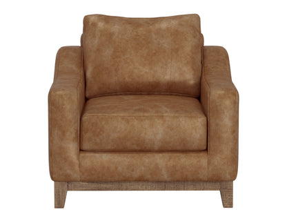 Wooden Frame & Base, Armchair - Caramel Color