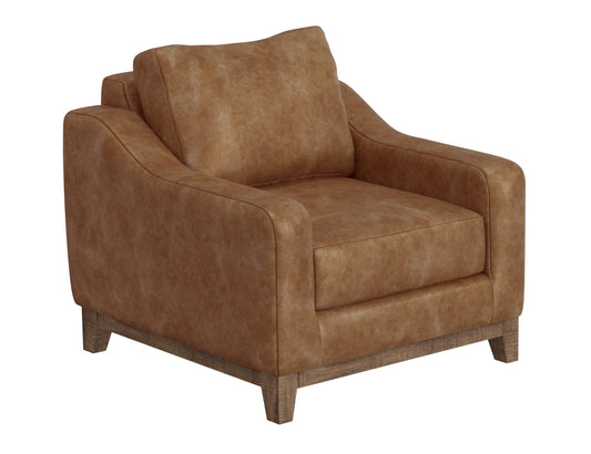 Wooden Frame & Base, Armchair - Caramel Color