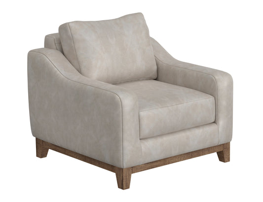 Wooden Frame & Base, Armchair - Ivory