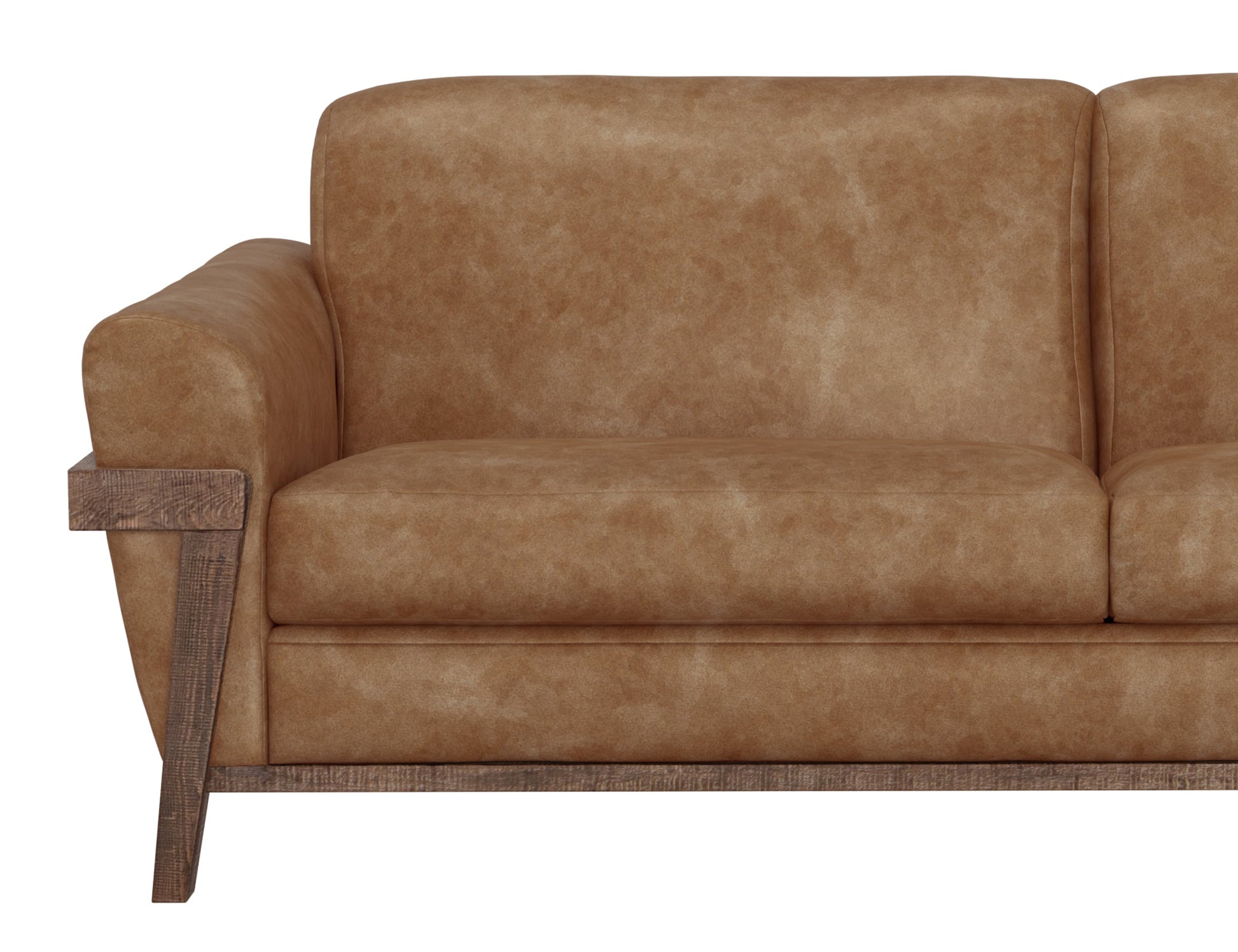 Wooden Frame & Base, Armchair - Caramel Color