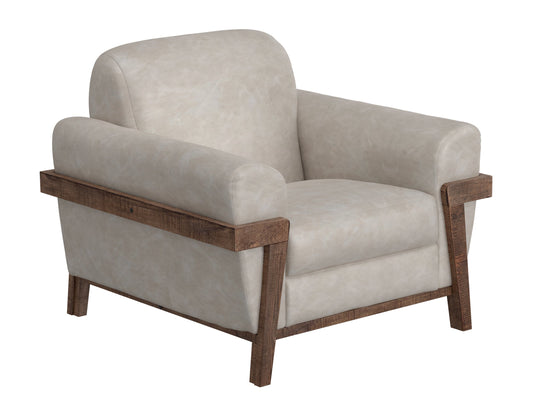 Wooden Frame & Base, Armchair - Ivory