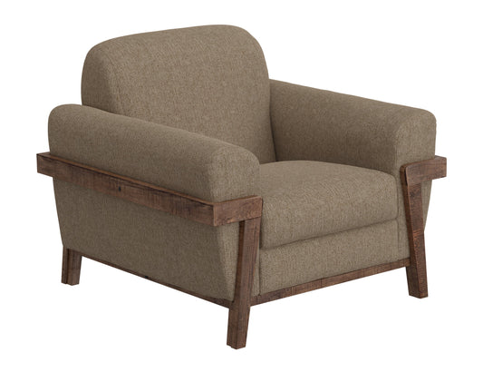 Wooden Frame & Base, Armchair - Brown Camel
