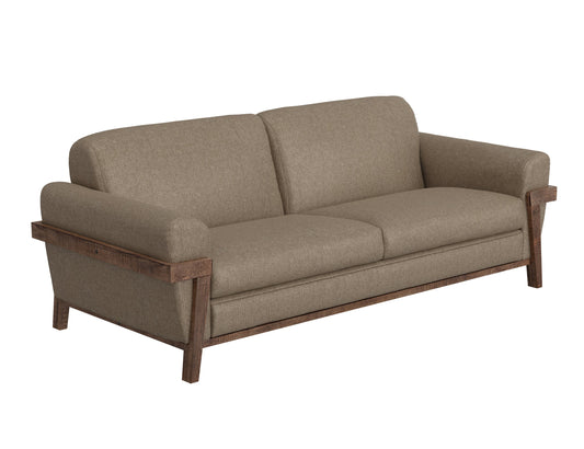 Wooden Frame & Base, Sofa - Brown Camel