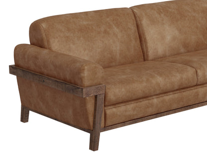Wooden Frame & Base, Armchair - Caramel Color