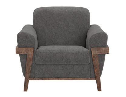 Wooden Frame & Base, Armchair - Iron Gray