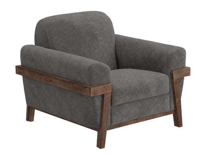 Wooden Frame & Base, Armchair - Iron Gray