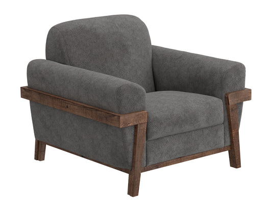 Wooden Frame & Base, Armchair - Iron Gray