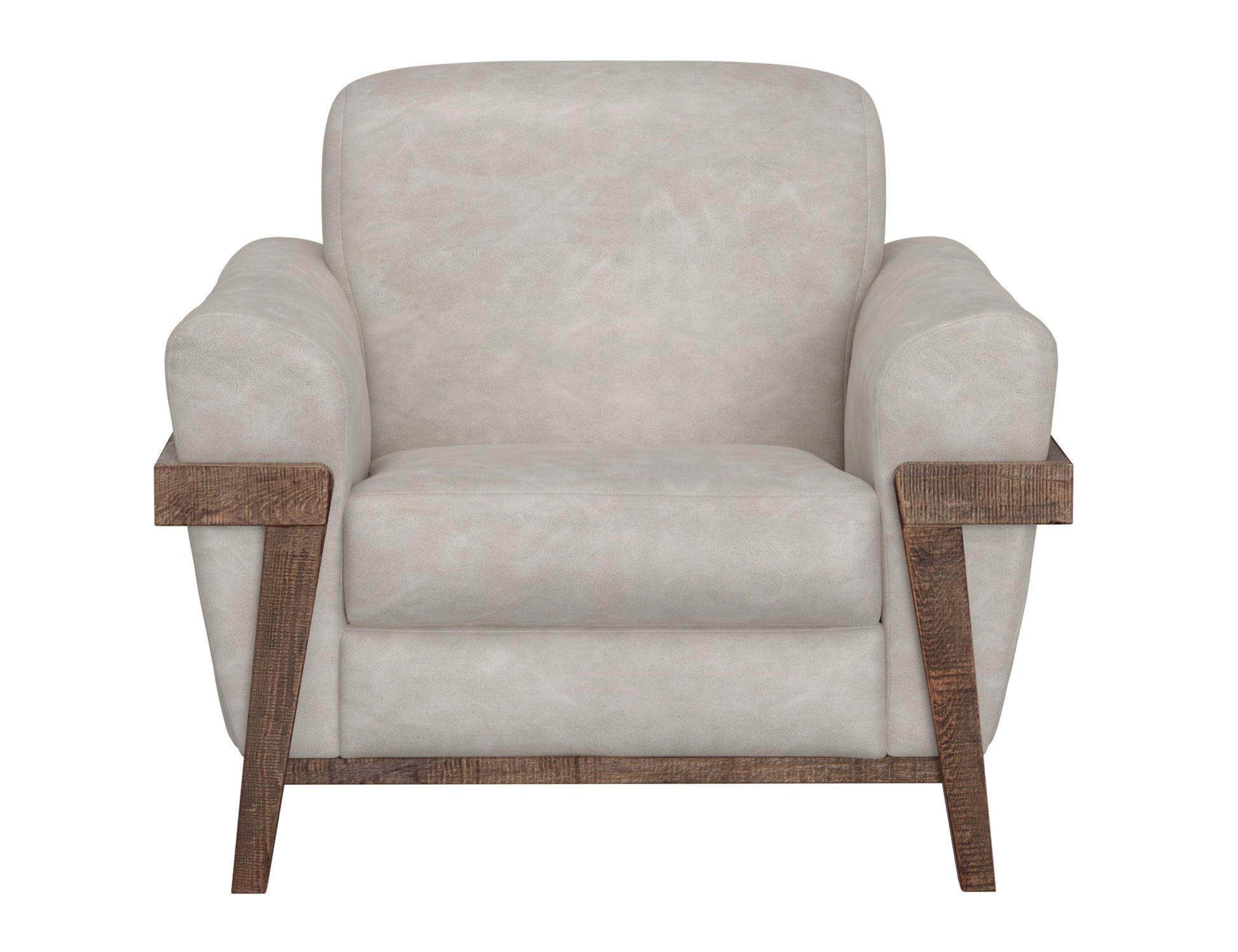 Wooden Frame & Base, Armchair - Ivory