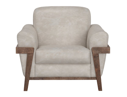 Wooden Frame & Base, Armchair - Ivory