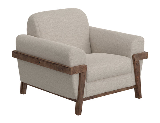 Wooden Frame & Base, Armchair - Agreeable gray