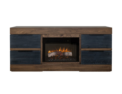 4 Drawer Fireplace TV Stand 70" - Satin Black and Brown