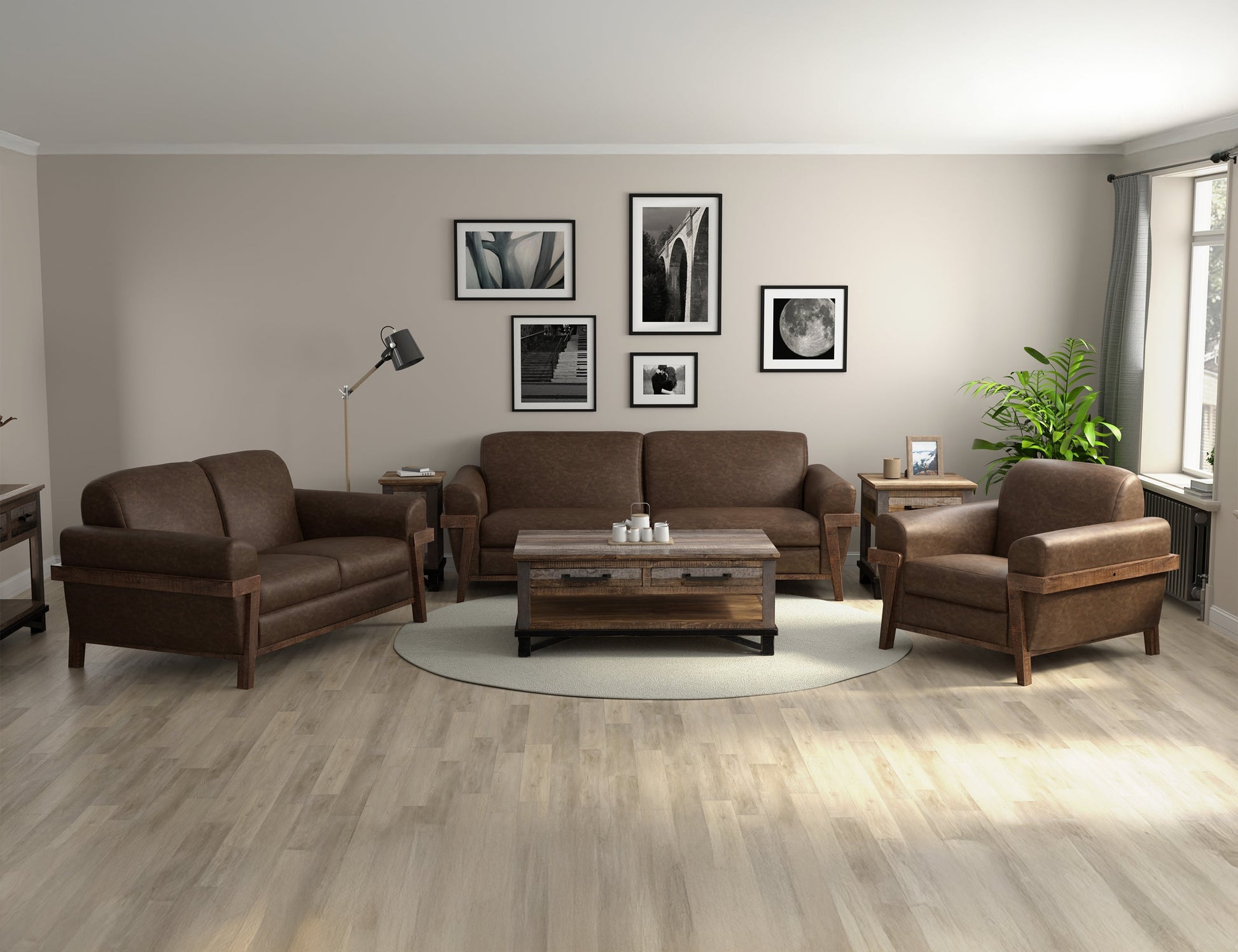 Wooden Frame & Base, Armchair - Chocolate Brown