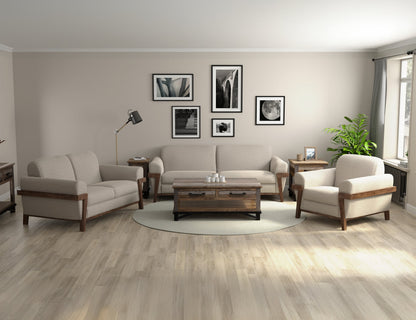 Wooden Frame & Base, Armchair - Agreeable gray