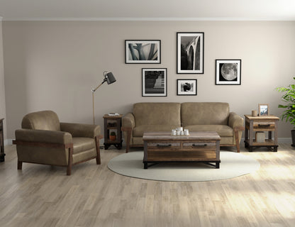 Wooden Frame & Base, Armchair - White Smoke