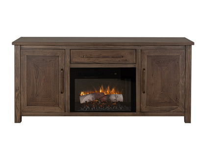 1 Drawer, 2 Door Fireplace TV Stand 70" - Warm Brown