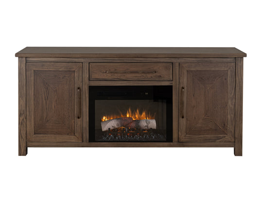 1 Drawer, 2 Door Fireplace TV Stand 70" - Warm Brown