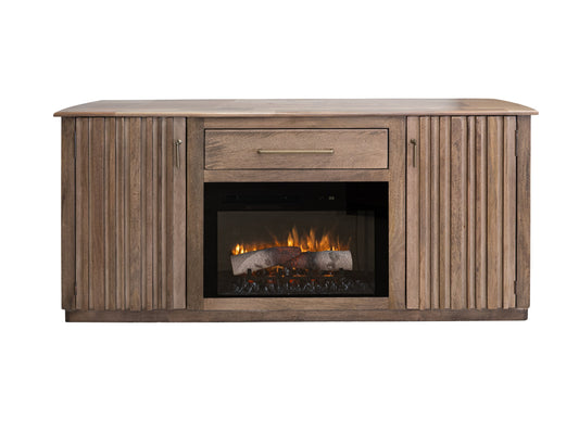 1 Drawer, 2 Doors Fireplace TV Stand 70" - Mezquite Brown