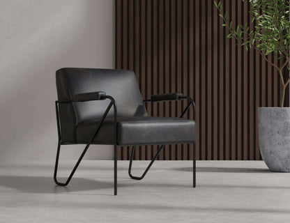 Wooden Frame & Metal Base, Armchair - Licorice Black