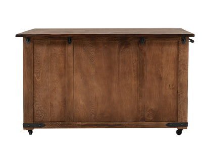 3 Drawer 4 Doors 2 Sliding Doors Kitchen Island - Cinnamon Brown