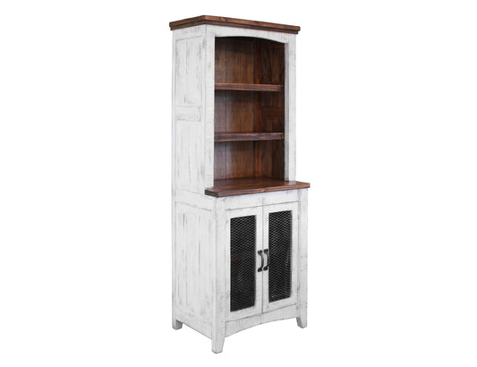 3 Shelves 2 Door Pier - Antiqued White & Brown