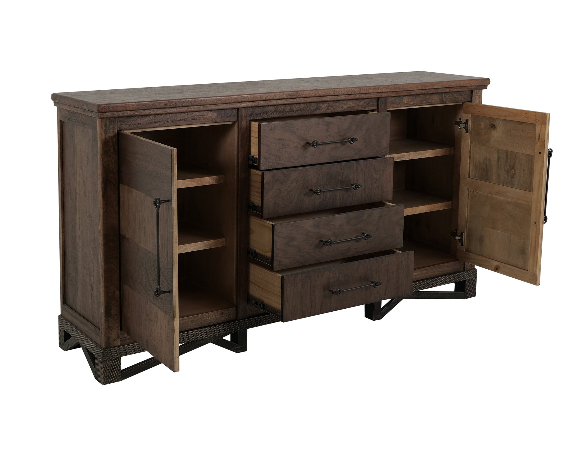 4 Drawer & 2 Door, Console - Peanut Brown