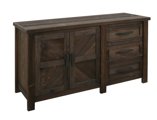 3 Drawer, 2 Door, Buffet - Rookwood Brown