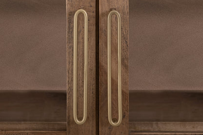 2 Drawer & 2 Glass Doors, Cabinet - Almond And Barrel Brown