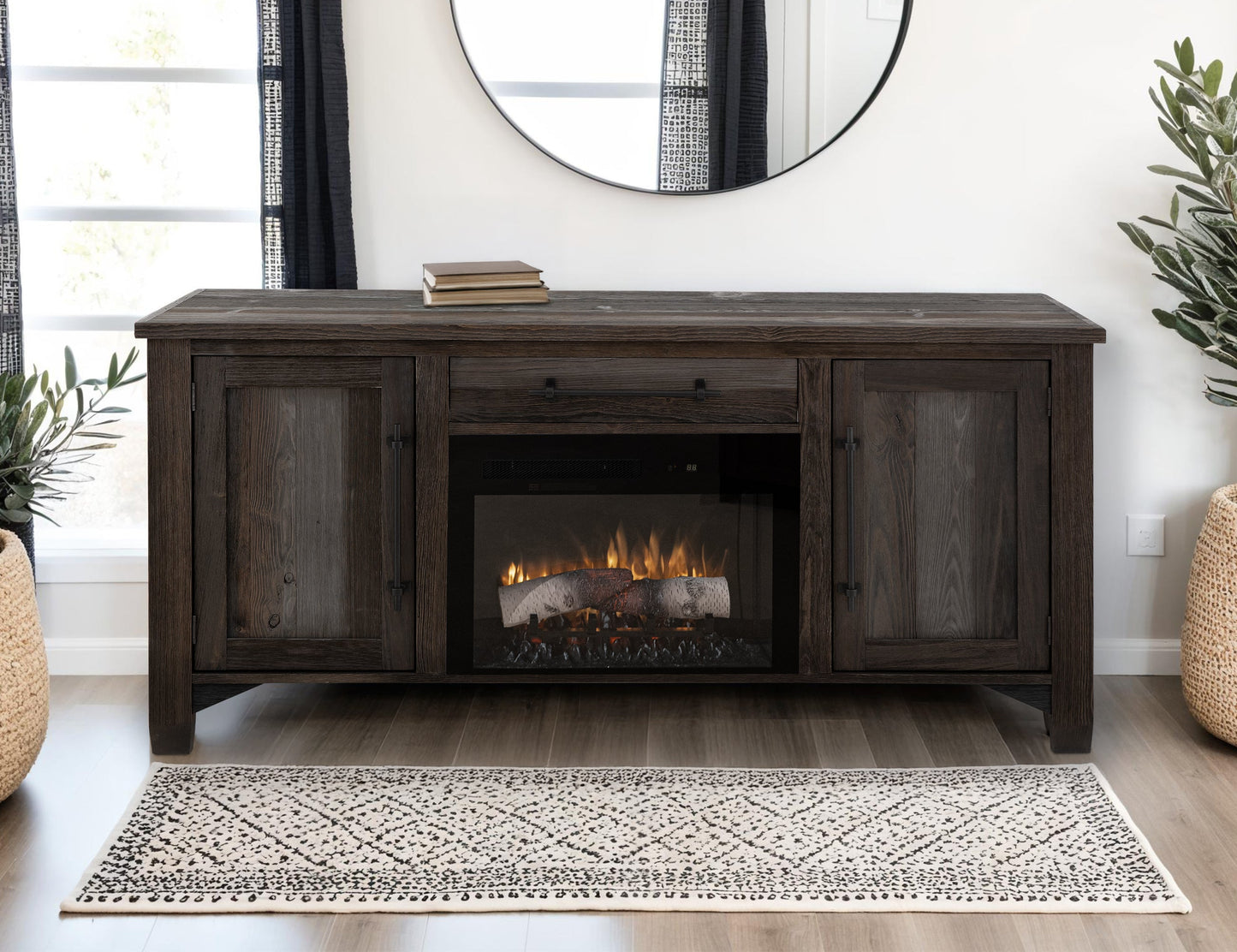 1 Drawer, 2 Door, TV Stand for electric fireplace - Multicolor