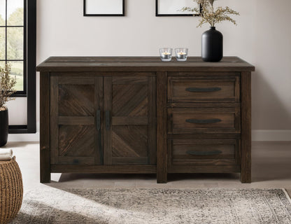 3 Drawer, 2 Door, Buffet - Rookwood Brown