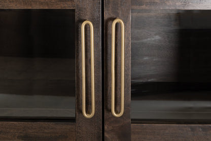 2 Drawer & 2 Glass Doors, Cabinet - Oil Black