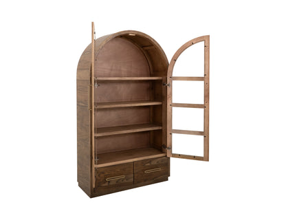 2 Drawer & 2 Glass Doors, Cabinet - Almond And Barrel Brown